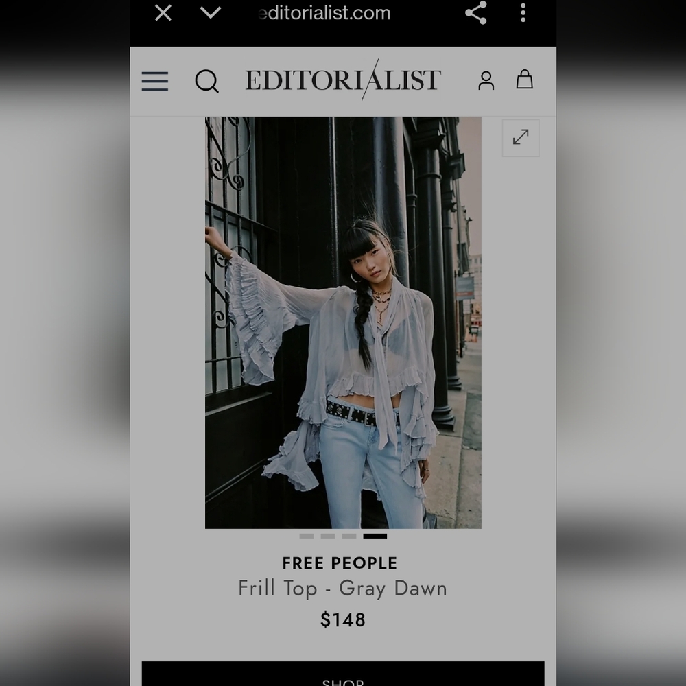 Free People Gray Ruffled Blouse - Picture 7 of 10